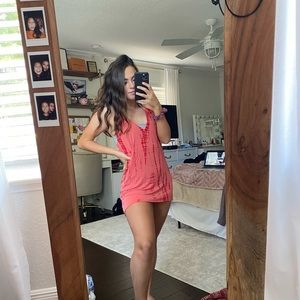 Red and Pink Tie Dye Shirt